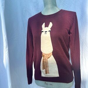 Fitted Burgandy Llama sweater from Banana Republic